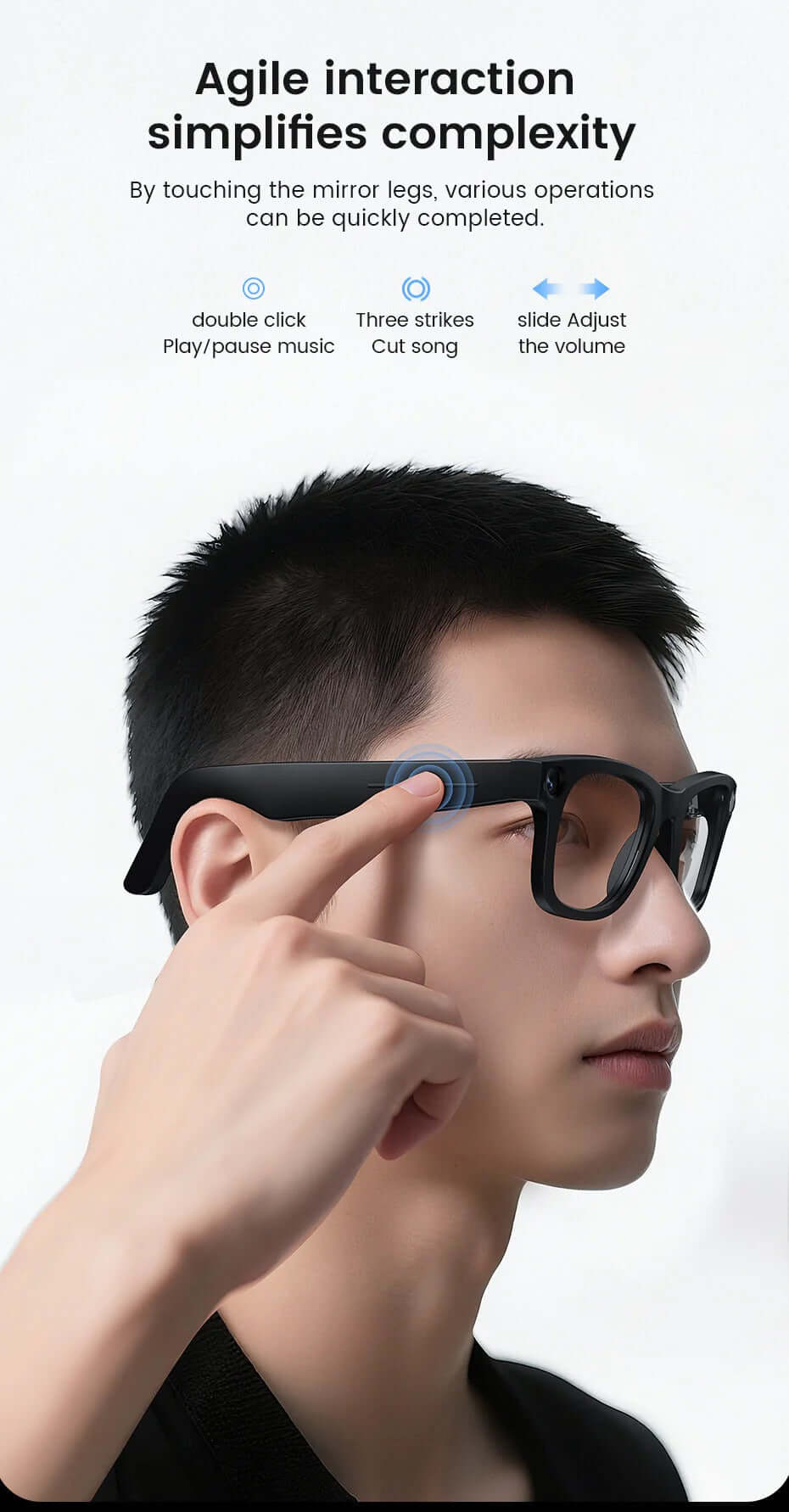 CyanVue AI Smart Glasses 8MP Camera Glasses with Music & Call Features