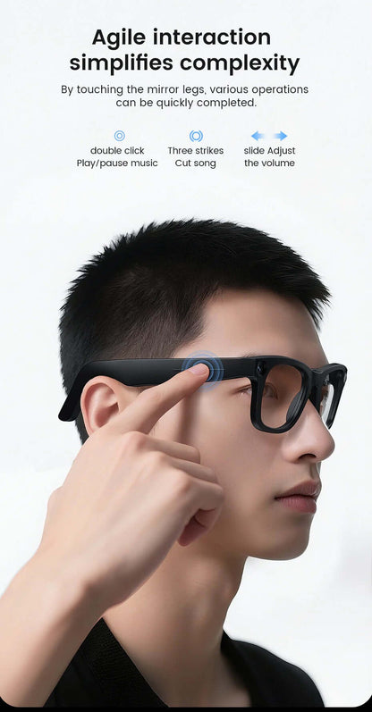 CyanVue AI Smart Glasses 8MP Camera Glasses with Music & Call Features